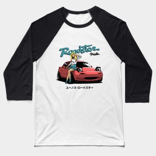 JDM car mazda miata and girl Baseball T-Shirt